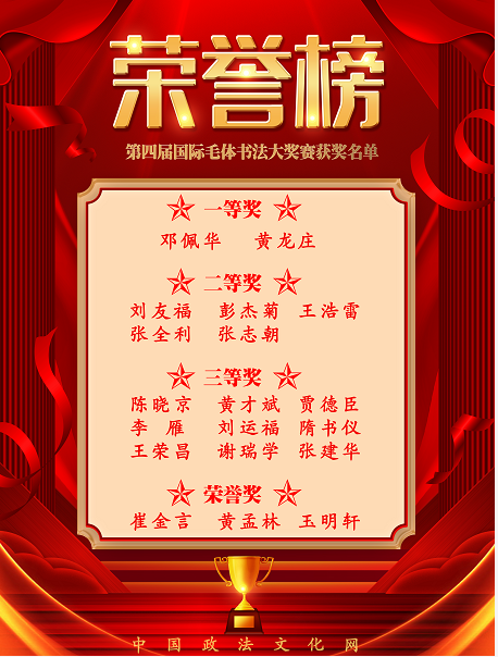 第四届国际毛体书法大奖赛获奖名单